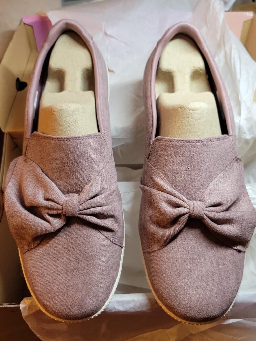 Skechers Bow Slip On Shoes - Madison Ave My Town Mauve Size 11 Wide Fit New
